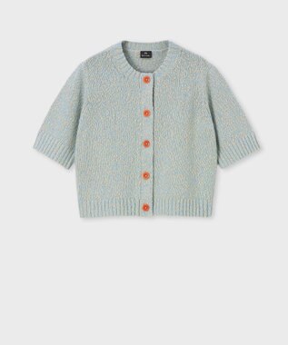 Paul Smith ブークレヤーン 半袖ニット カーディガン ライトブルー