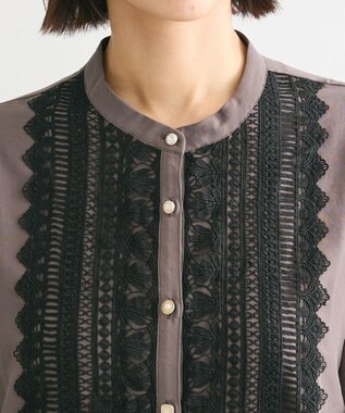 Green Parks ・ＥＬＥＮＣＡＲＥ　ＤＵＥ　フロントレースブラウス Charcoal Gray