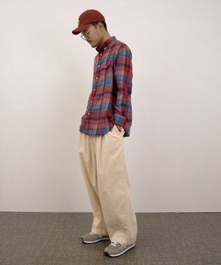 J.PRESS YORK STREET 【UNISEX】フランネルボタンダウン シャツ レッド系3