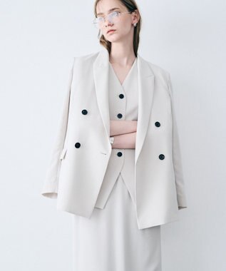 uncrave クールタッチツイル ダブルジャケット ライトベージュ