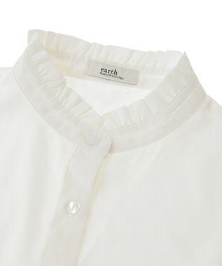 earth music&ecology チビフリルスタンドカラー付け襟 Off White