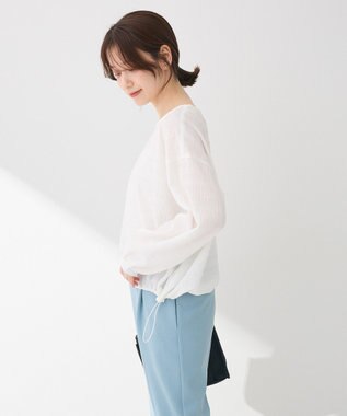 Green Parks 裾ドロスト表面長袖プルオーバー Ivory