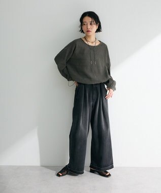 Green Parks 裾ドロスト表面長袖プルオーバー Gray