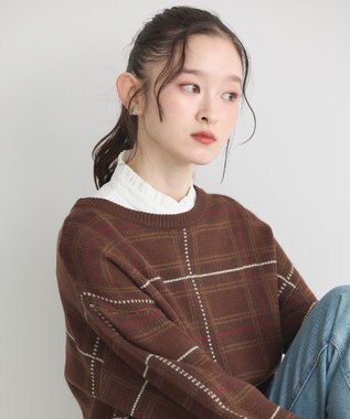 earth music&ecology チビフリルスタンドカラー付け襟 Off White