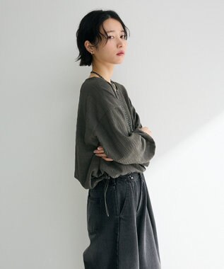 Green Parks 裾ドロスト表面長袖プルオーバー Gray