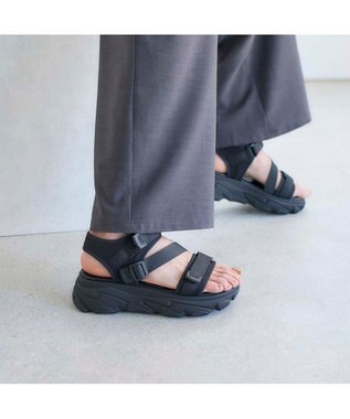 MODE ET JACOMO <noyau>トリプルベルクロ厚底スポーツサンダル ブラック