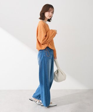 Green Parks 裾ドロスト表面長袖プルオーバー Orange