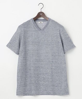 JOSEPH ABBOUD 【キングサイズ・吸水速乾/軽量】リネンTOPピケ Tシャツ ブルー系