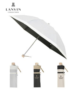 MOONBAT 【晴雨兼用日傘】ランバン コレクション（LANVIN COLLECTION） 折りたたみ日傘 グログランリボン グレー