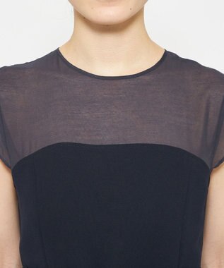 uncrave ウォッシャブルダブルクロス ビスチェブラウス(フレンチスリーブ) ネイビー