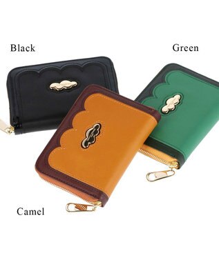 tsumori chisato CARRY スカラップコンビ ラウンドファスナー折り財布 2つ折り財布 キャメル