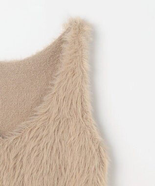 ANY L ロングシャギーニットベスト ベージュ