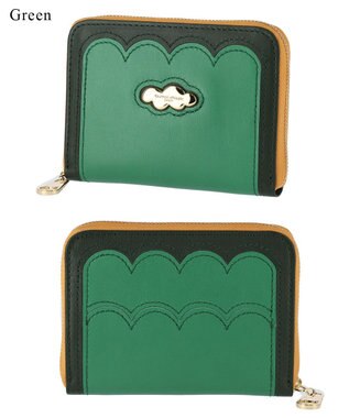 tsumori chisato CARRY スカラップコンビ ラウンドファスナー折り財布 2つ折り財布 グリーン