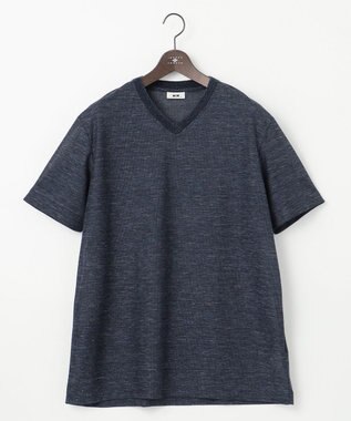 JOSEPH ABBOUD 【キングサイズ・吸水速乾/軽量】リネンTOPピケ Tシャツ ネイビー系