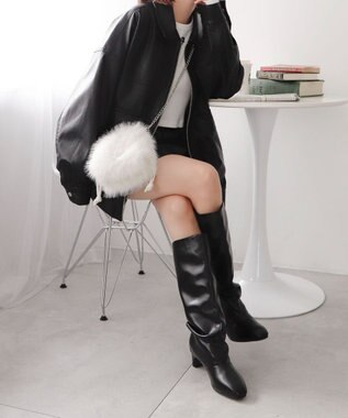 WEGO ファー巾着チェーンショルダー ホワイト