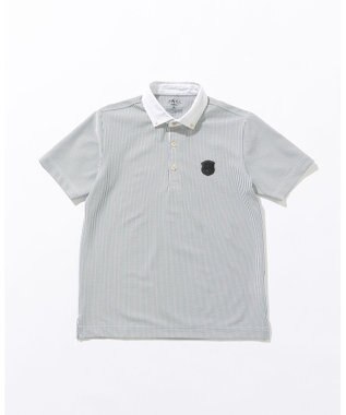 JOSEPH ABBOUD MOUNTAIN 【吸水速乾・釦ダウン・男女兼用】メッシュストライプサッカーポロシャツ ブルー系1