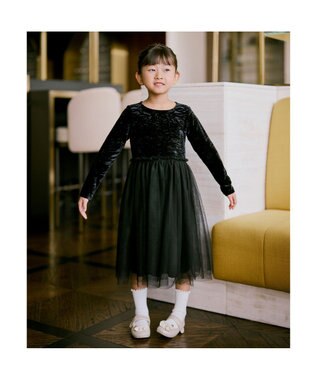 Chacott velour combi dress (kids) ブラック（ワッシャーベロア）