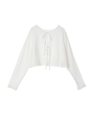 Green Parks ・ＥＬＥＮＣＡＲＥ　ＤＵＥ　２ｗａｙメッシュカーディガン Off White