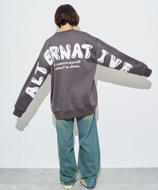 WEGO 【ユニセックス着用ITEM】ストレートラインロゴグラフィックプルオーバー ブラック中濃色