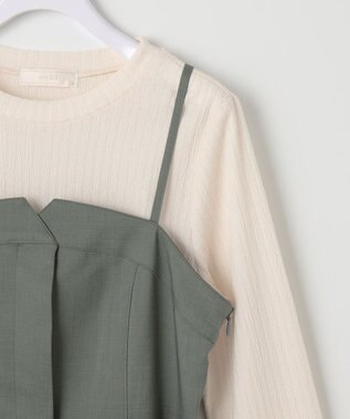 ANY SIS L 【2SET】ビスチェワンピース×シアーラッセルプルオーバーセット カーキ系