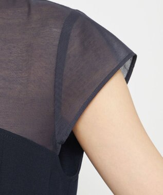 uncrave ウォッシャブルダブルクロス ビスチェブラウス(フレンチスリーブ) ネイビー