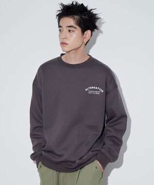 WEGO 【ユニセックス着用ITEM】ストレートラインロゴグラフィックプルオーバー ブラック中濃色