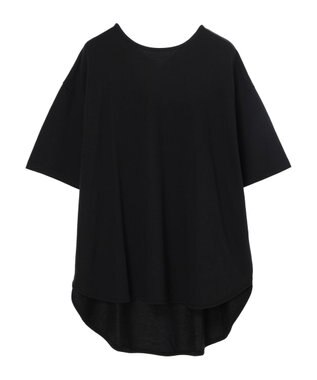 Green Parks ミニ裏毛バックカシュクール半袖チュニック Black