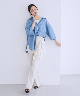 earth music&ecology マルチウェイペイズリーレース Ivory