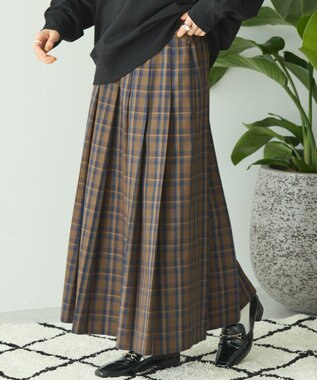 AMERICAN HOLIC T/Rタータンチェックプリーツスカート Brown