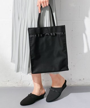 ANY SIS 【巾着ポーチ付き】リボンヒール スリッパ ブラック