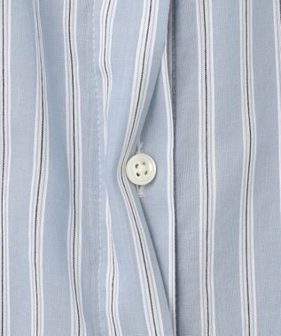 J.PRESS LADIES L 【洗える】綿キュプラコードストライプ バンドカラー ブラウス ブルー系1