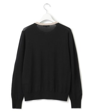 23区 L 【洗える/アンサンブル対応】サステナブルウール バイカラー カーディガン ブラックベース