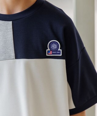 J.PRESS KIDS 【吸水速乾】【100-130cm】ポンチローマ トリコロール 切替Ｔシャツ アイボリー系
