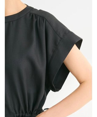 Green Parks ・ＥＬＥＮＣＡＲＥ　ＤＵＥリネンライクドロストワンピース Black