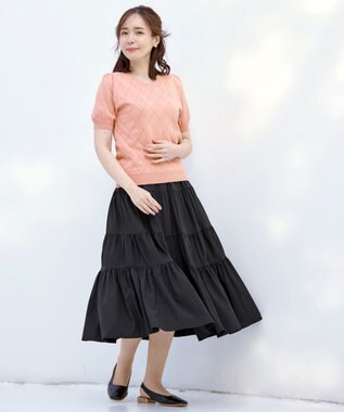 Tiaclasse 【洗える】ティアードフレアスカート ブラック