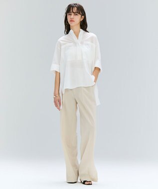 BEIGE， 【洗える・Oggi 10月号掲載】BAC / コットンビックポケットスタンドカラーシャツ White