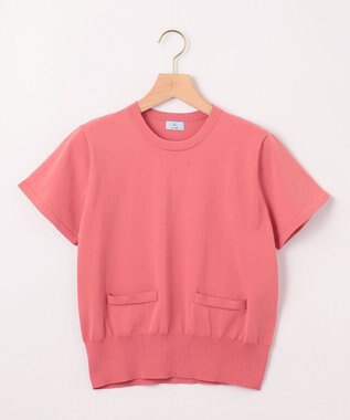 組曲 S 【洗える・6色展開】ポケット付き 半袖ニット インカローズ系