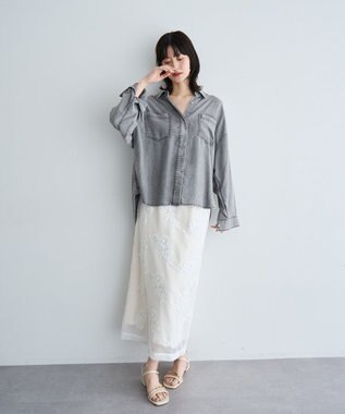 YECCA VECCA 【販売なし】バイオ加工ウ゛ィンテージデニムシャツ Gray