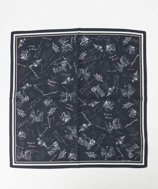 J.PRESS LADIES Ville de Paris スクエア プリント スカーフ ネイビー系5