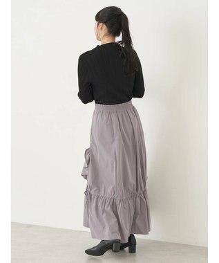 earth music&ecology 配色フリルニットプルオーバー Black