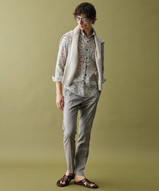 JOSEPH ABBOUD 【キングサイズ・エコ素材和紙使用・日本素材】和紙杢メッシュクルーネック ニット ライトグレー系