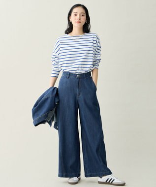 ANY L コクーンボーダープルオーバー ブルー