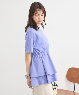 earth music&ecology 【接触冷感/洗濯機可】異素材ドッキングドロストチュニック Blue