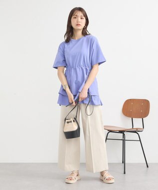 earth music&ecology 【接触冷感/洗濯機可】異素材ドッキングドロストチュニック Blue