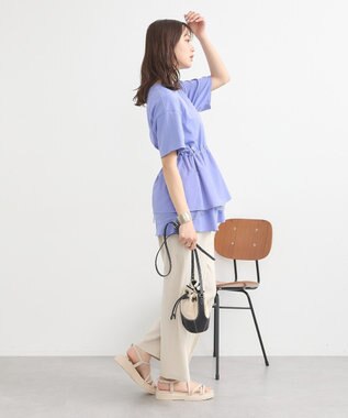 earth music&ecology 【接触冷感/洗濯機可】異素材ドッキングドロストチュニック Blue