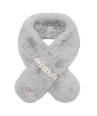 MOONBAT FURLA フェイクファーくしゅくしゅリボンマフラー ライトグレー