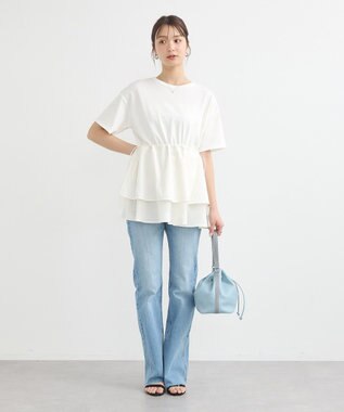 earth music&ecology 【接触冷感/洗濯機可】異素材ドッキングドロストチュニック Ivory