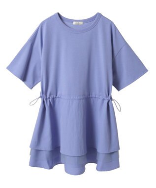 earth music&ecology 【接触冷感/洗濯機可】異素材ドッキングドロストチュニック Blue