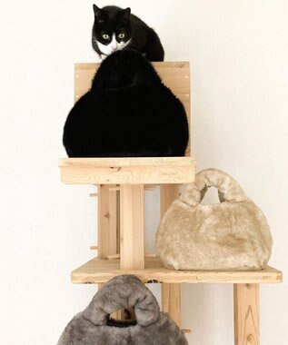 ROOTOTE 1325【まるで猫】SN.デリ.ファーブランケット-A 01：ブラック