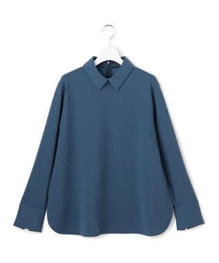 ICB マラボーテＷジョーゼット ボウタイ付きシャツカラートップス ブルーグレー系